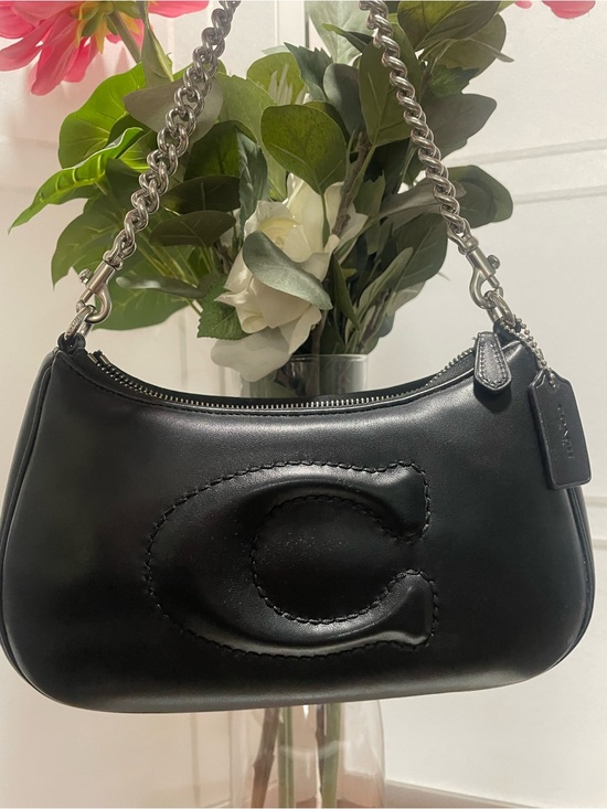 Coach Handbags - Coach Teri Black Crescent Shoulder Bag with Chain Strap CJ608